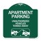 Signmission Apartment Parking Unauthorized Vehicles Towed Away With Car Tow Graphic, A-DES-GW-1818-24340 A-DES-GW-1818-24340 - alternate 1